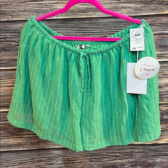 Violet Sky Jade sheer Green 2 pc top and shorts - Picture 2 of 5